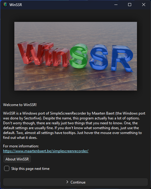 Screenshot of WinSSR